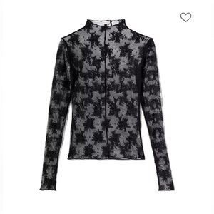 Free People Sheer Black Lace shirt